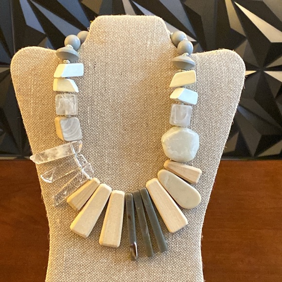 Chunky Wood and Acrylic Necklace - Picture 1 of 5